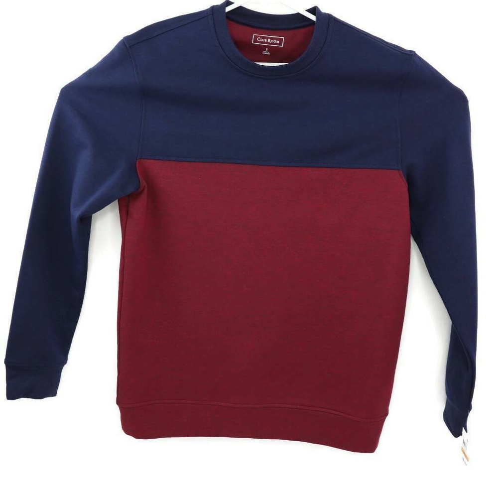 Club Room Mens Fleece Sweatshirt Fire‎ Red Blue Col